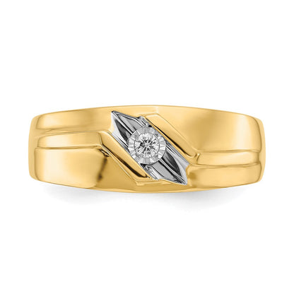 14K Gelbgold und Rhodium Herrenring mit natürlichen Diamanten