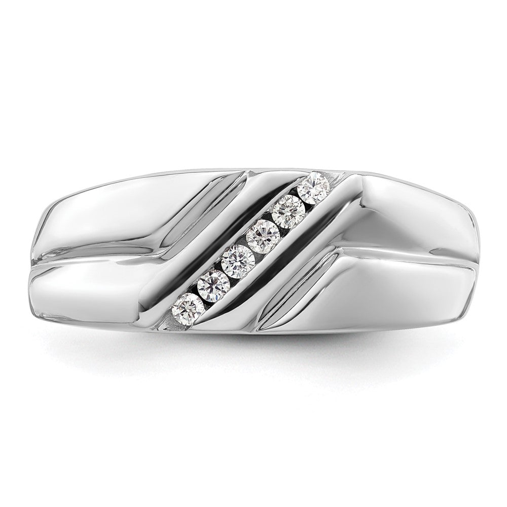 14K Weißgold Ring mit 0,17 ct. im Labor gezüchteten Diamanten VS/SI+ G+, sechssteinig, für Herren