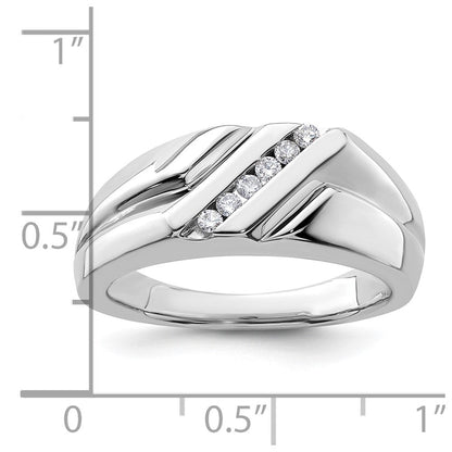 14K Weißgold Ring mit 0,17 ct. im Labor gezüchteten Diamanten VS/SI+ G+, sechssteinig, für Herren