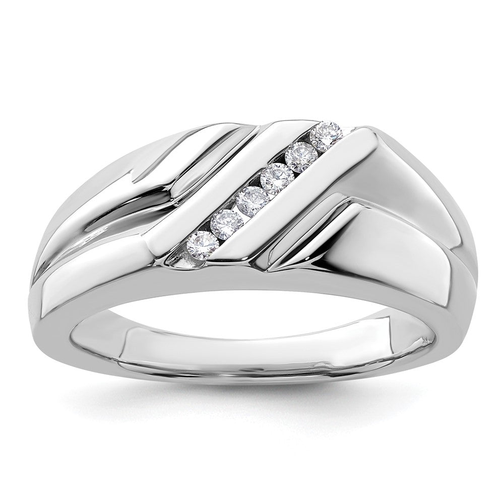 14K Weißgold Ring mit 0,17 ct. im Labor gezüchteten Diamanten VS/SI+ G+, sechssteinig, für Herren