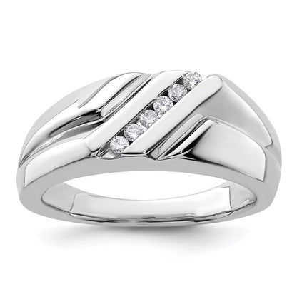 14K Weißgold Ring mit 0,17 ct. im Labor gezüchteten Diamanten VS/SI+ G+, sechssteinig, für Herren