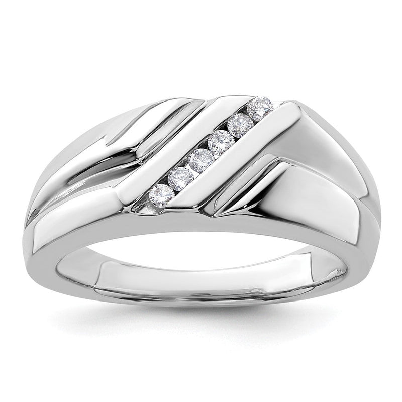 14K Weißgold Ring mit 0,17 ct. im Labor gezüchteten Diamanten VS/SI+ G+, sechssteinig, für Herren