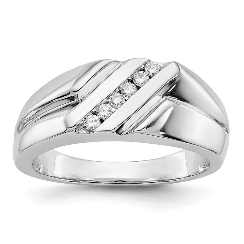 14K Weißgold Herrenring mit natürlichen Diamanten