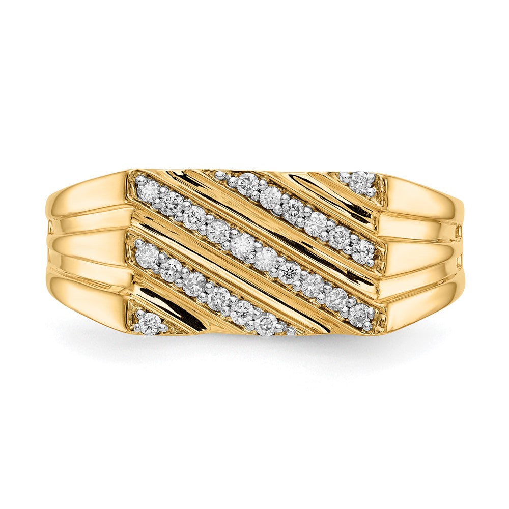 14K Gelbgold Herrenring mit 0,25 ct. laborgezüchteten Diamanten VS/SI+ G+