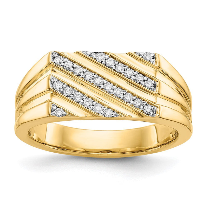14K Gelbgold Herrenring mit natürlichen Diamanten, 0,241 ct Gesamtgewicht