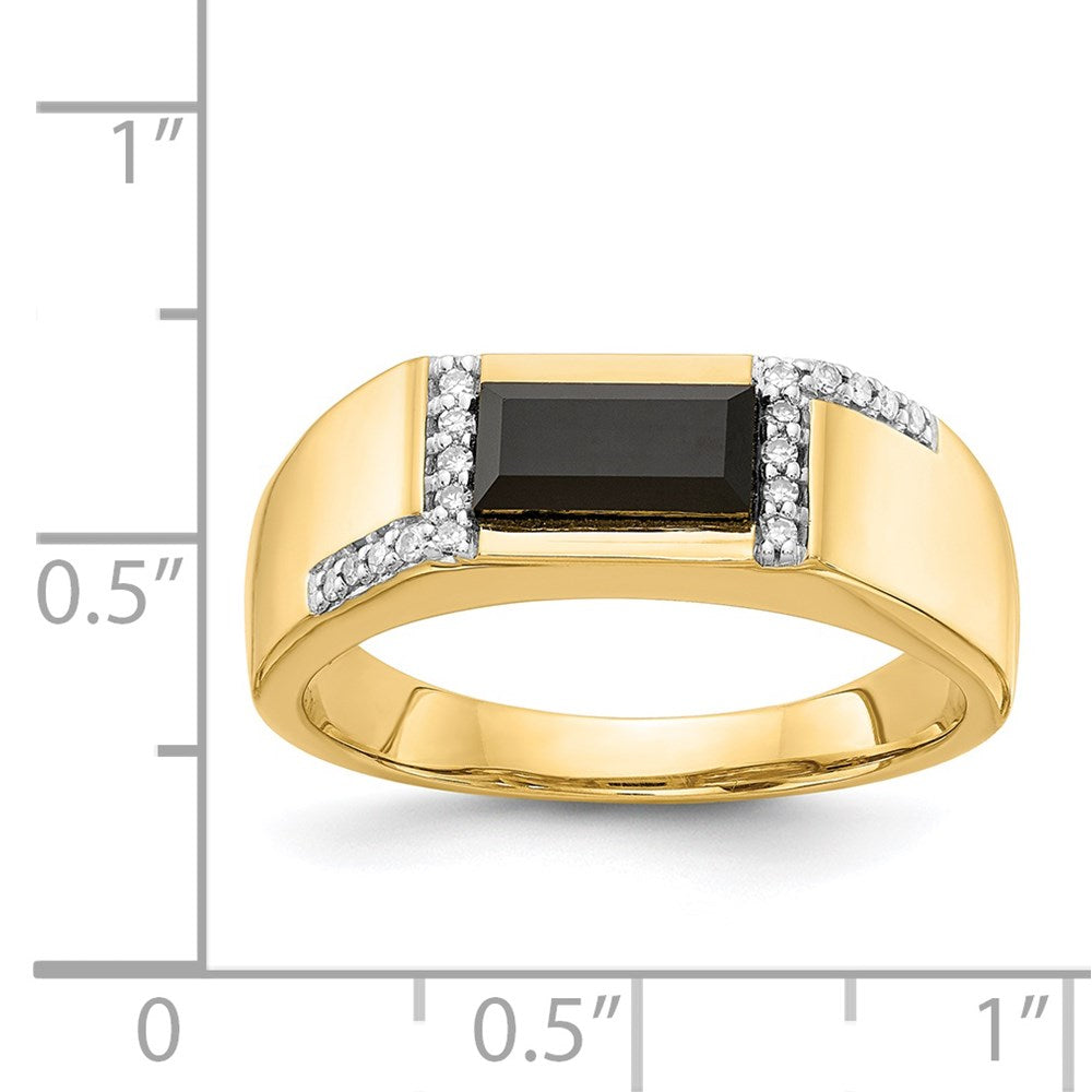 14K Gelbgold Onyx und Diamant Herren Ring