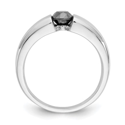 14K Weißgold Herrenring mit natürlichen schwarzen Diamanten