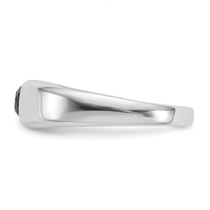 14K Weißgold Schwarz Diamant Herren Ring