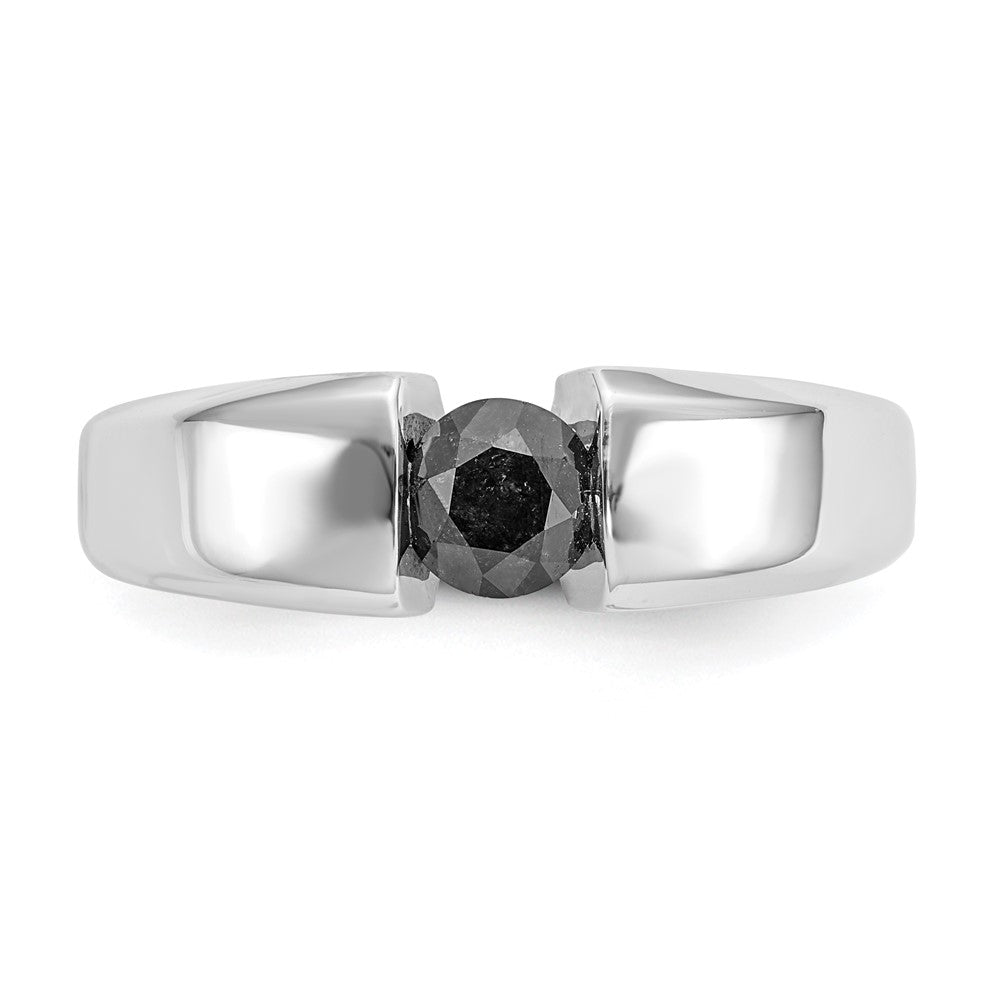14K Weißgold Herrenring mit natürlichen schwarzen Diamanten