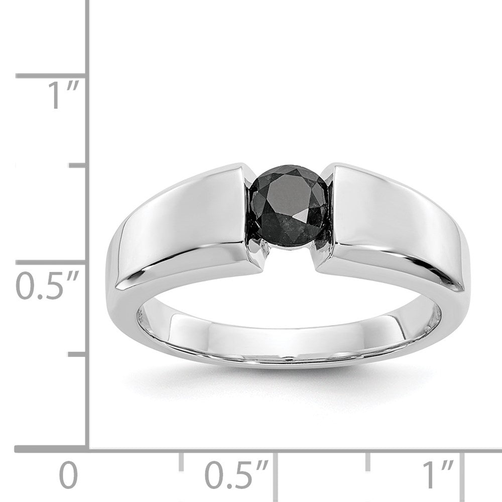 14K Weißgold Herrenring mit natürlichen schwarzen Diamanten