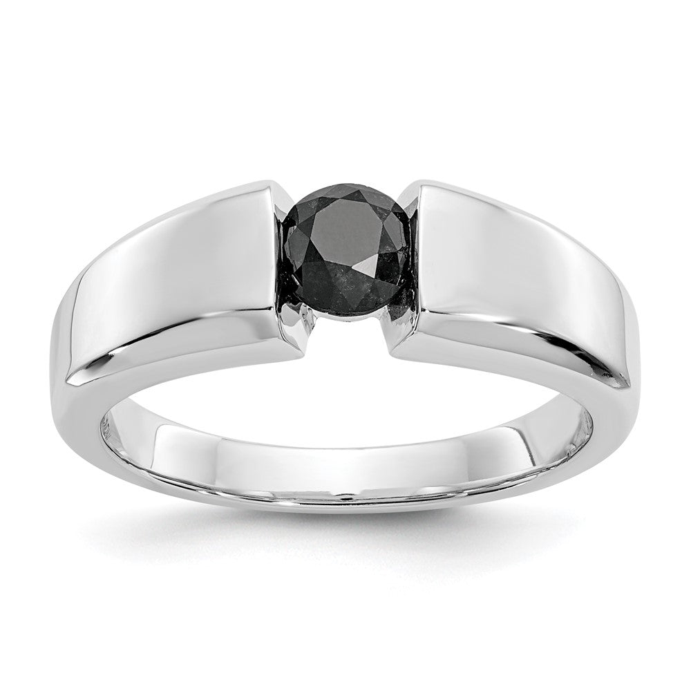 14K Weißgold Herrenring mit natürlichen schwarzen Diamanten