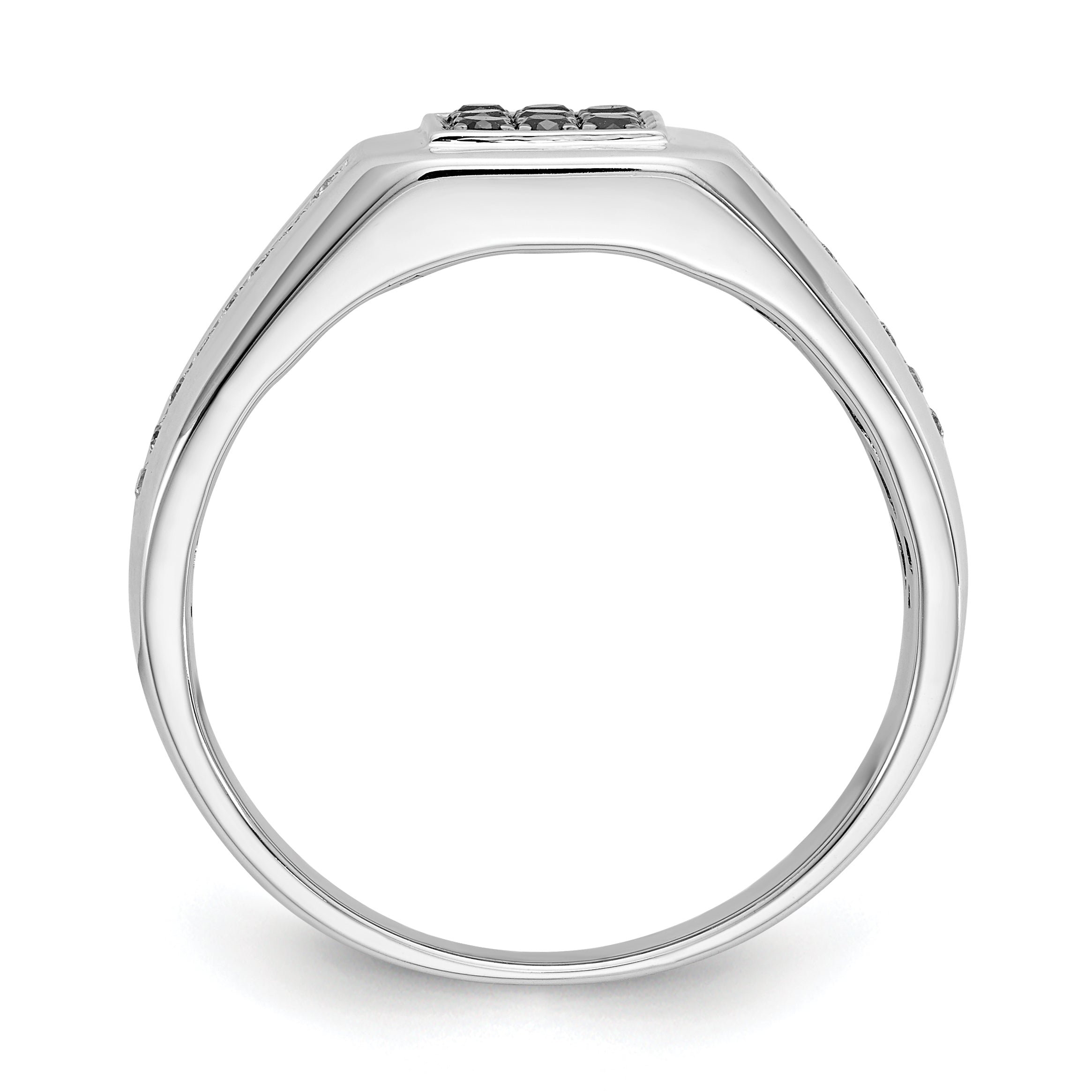 14K Weißgold und Schwarz Diamant Quadratisch Herren Ring
