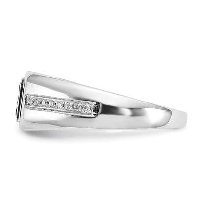 14K Weißgold Herrenring mit natürlichen schwarzen Diamanten, quadratisch