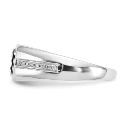 14K Weißgold und Schwarz Diamant Quadratisch Herren Ring
