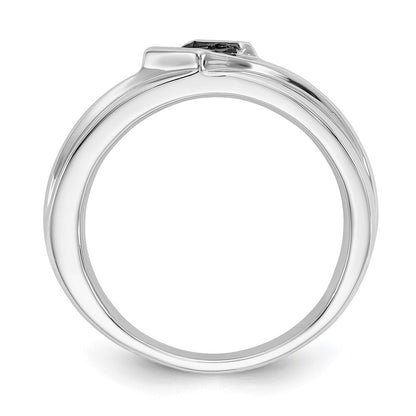 14K Weißgold Herrenring mit natürlichen schwarzen Diamanten