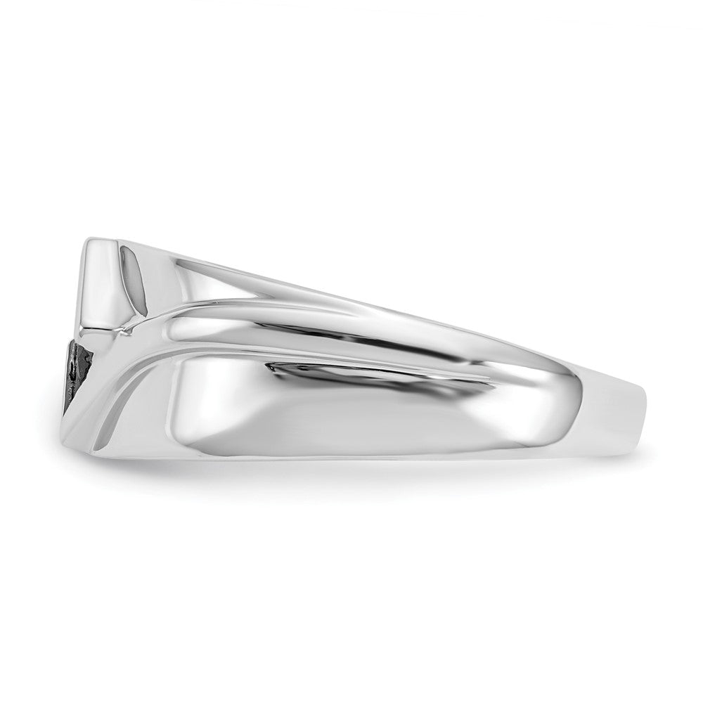 14K Weißgold Schwarz Diamant Herren Ring