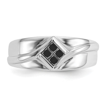 14K Weißgold Herrenring mit natürlichen schwarzen Diamanten