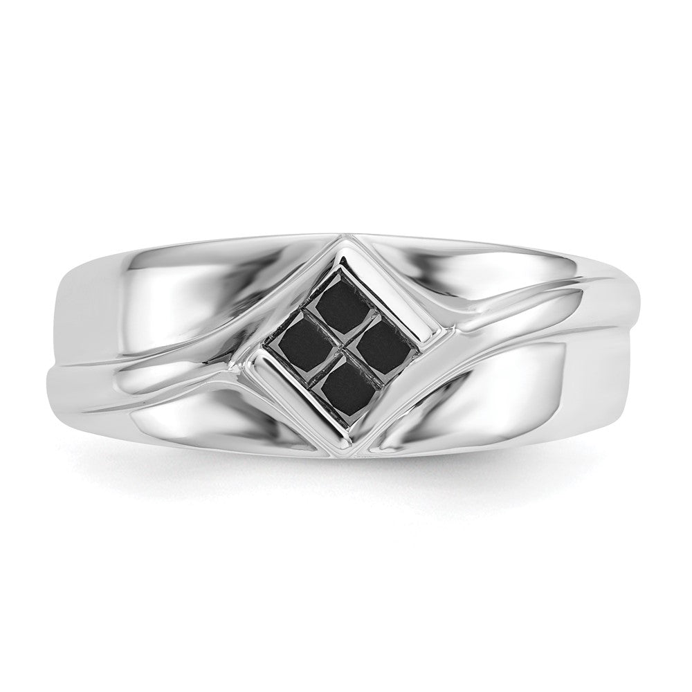 14K Weißgold Schwarz Diamant Herren Ring