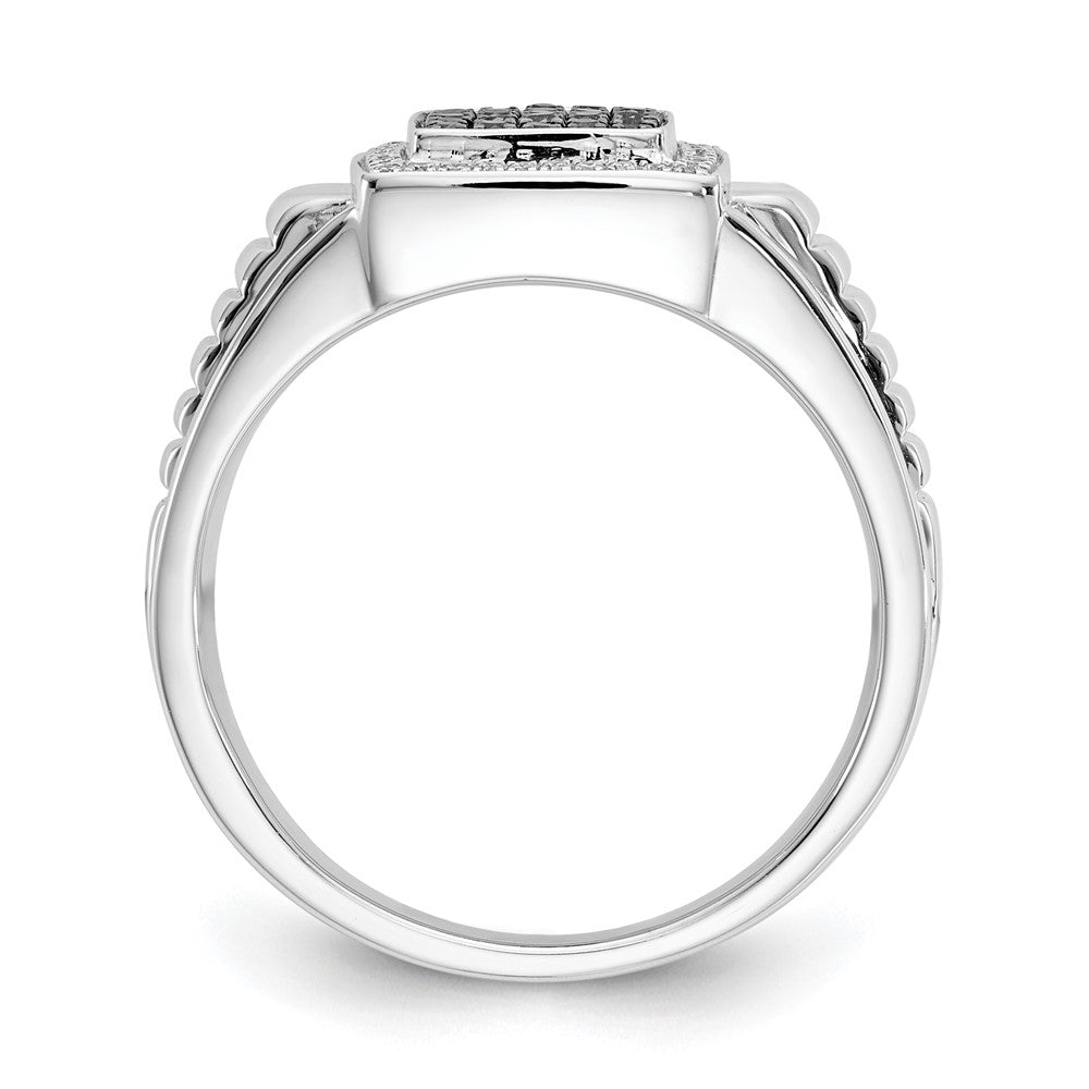 14K Weißgold Schwarz und Diamant Herren Ring