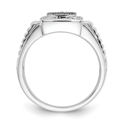 14K Weißgold Schwarz und Diamant Herren Ring