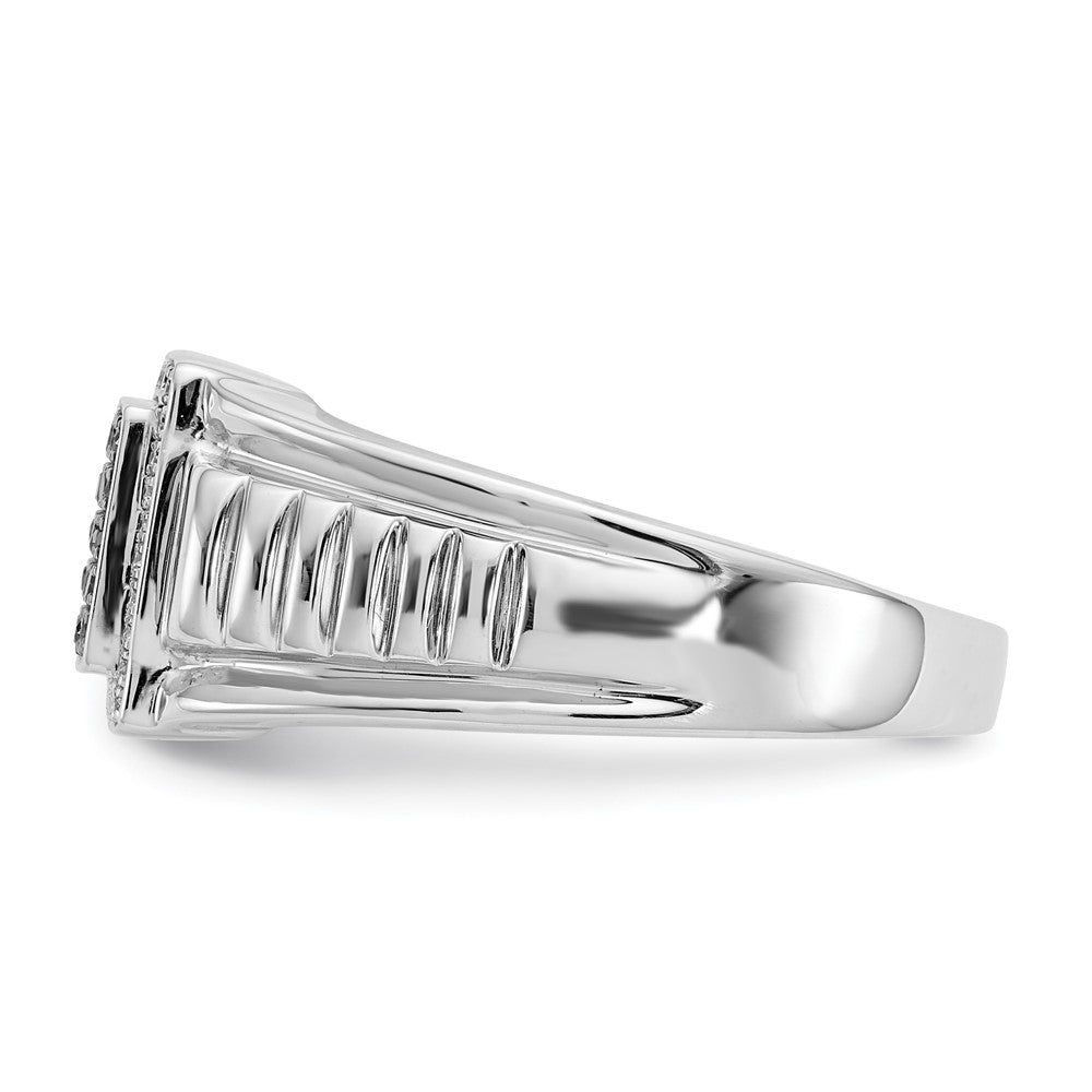 14K Weißgold Herrenring mit schwarzen und weißen natürlichen Diamanten