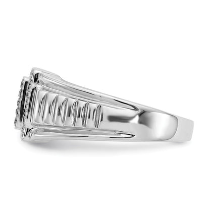14K Weißgold Herrenring mit schwarzen und weißen natürlichen Diamanten