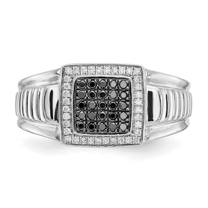 14K Weißgold Schwarz und Diamant Herren Ring