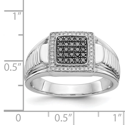 14K Weißgold Schwarz und Diamant Herren Ring