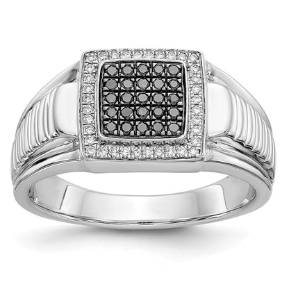 14K Weißgold Schwarz und Diamant Herren Ring