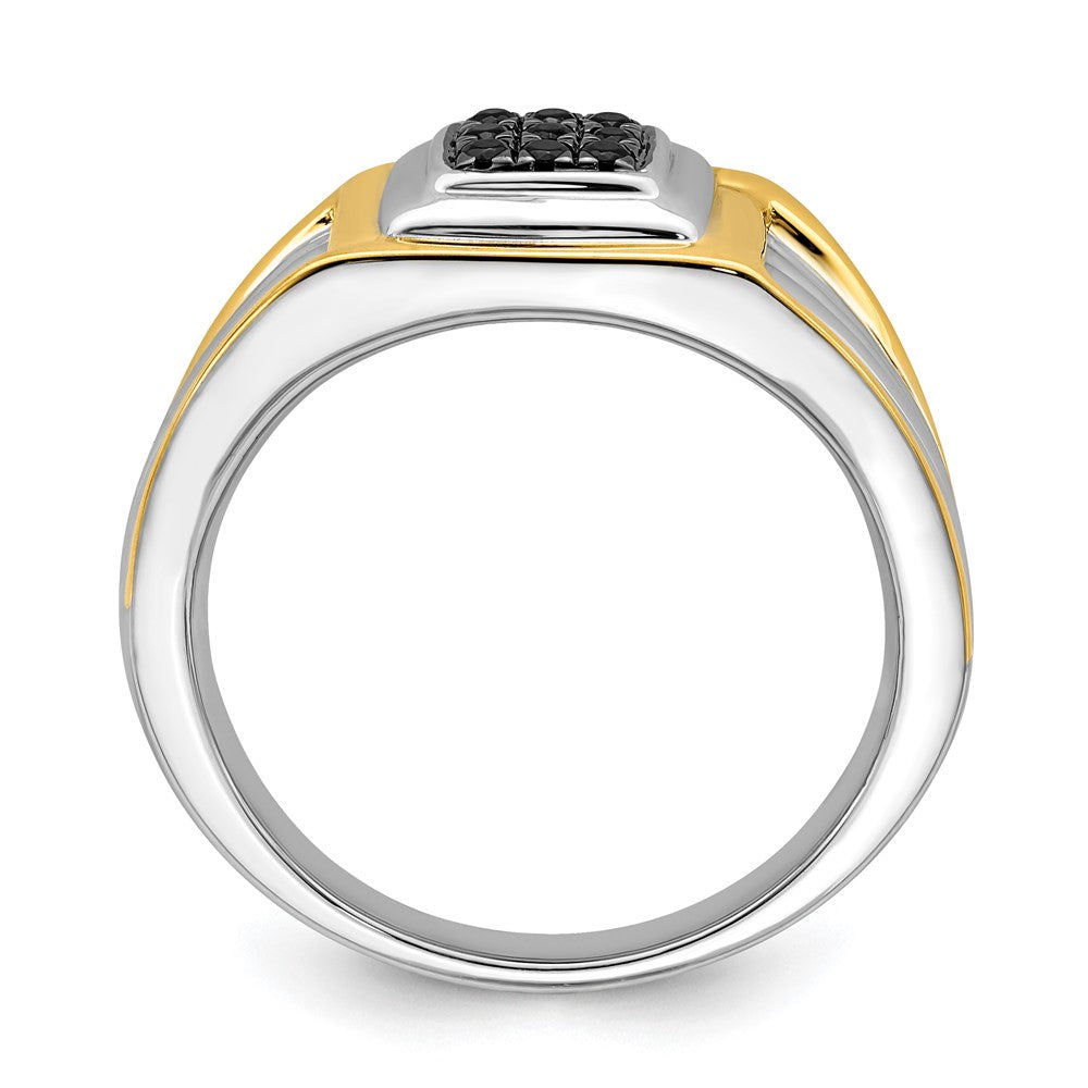 14K Bicolor-Gold Herrenring mit schwarzen Diamanten
