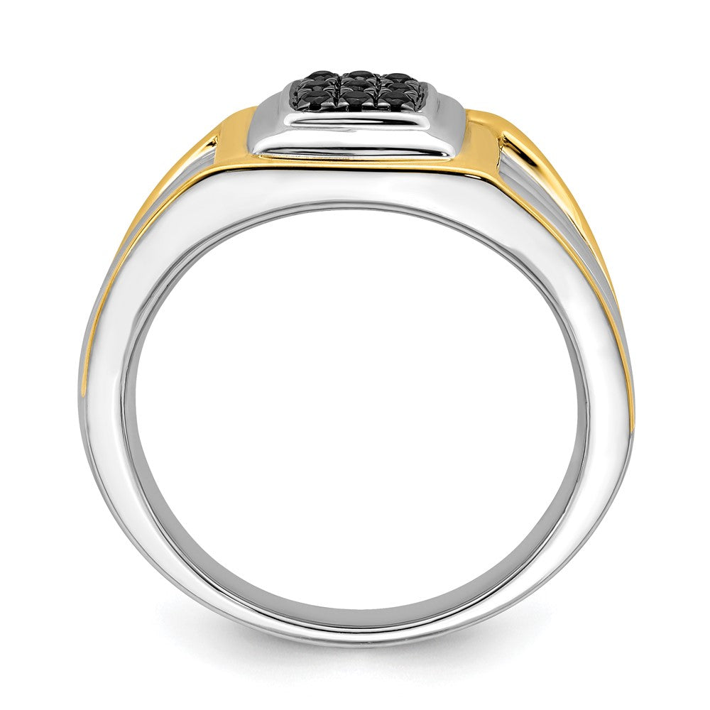 14K Bicolor Schwarz Diamant Herren Ring