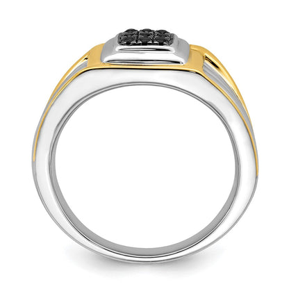 14K Bicolor Schwarz Diamant Herren Ring