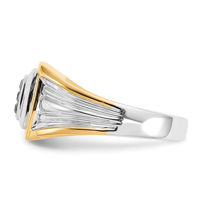 14K Bicolor Schwarz Diamant Herren Ring