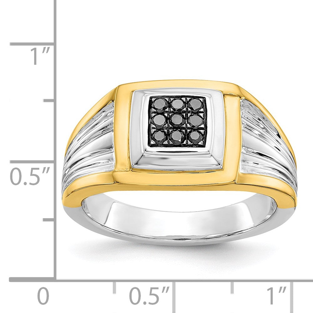14K Bicolor Schwarz Diamant Herren Ring