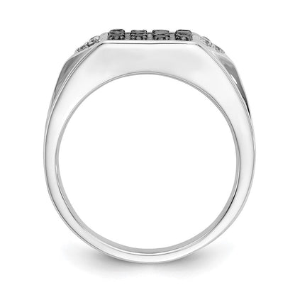 14K Weißgold Schwarz und Diamant Herren Ring