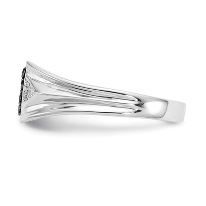 14K Weißgold Herrenring mit schwarzen und weißen natürlichen Diamanten