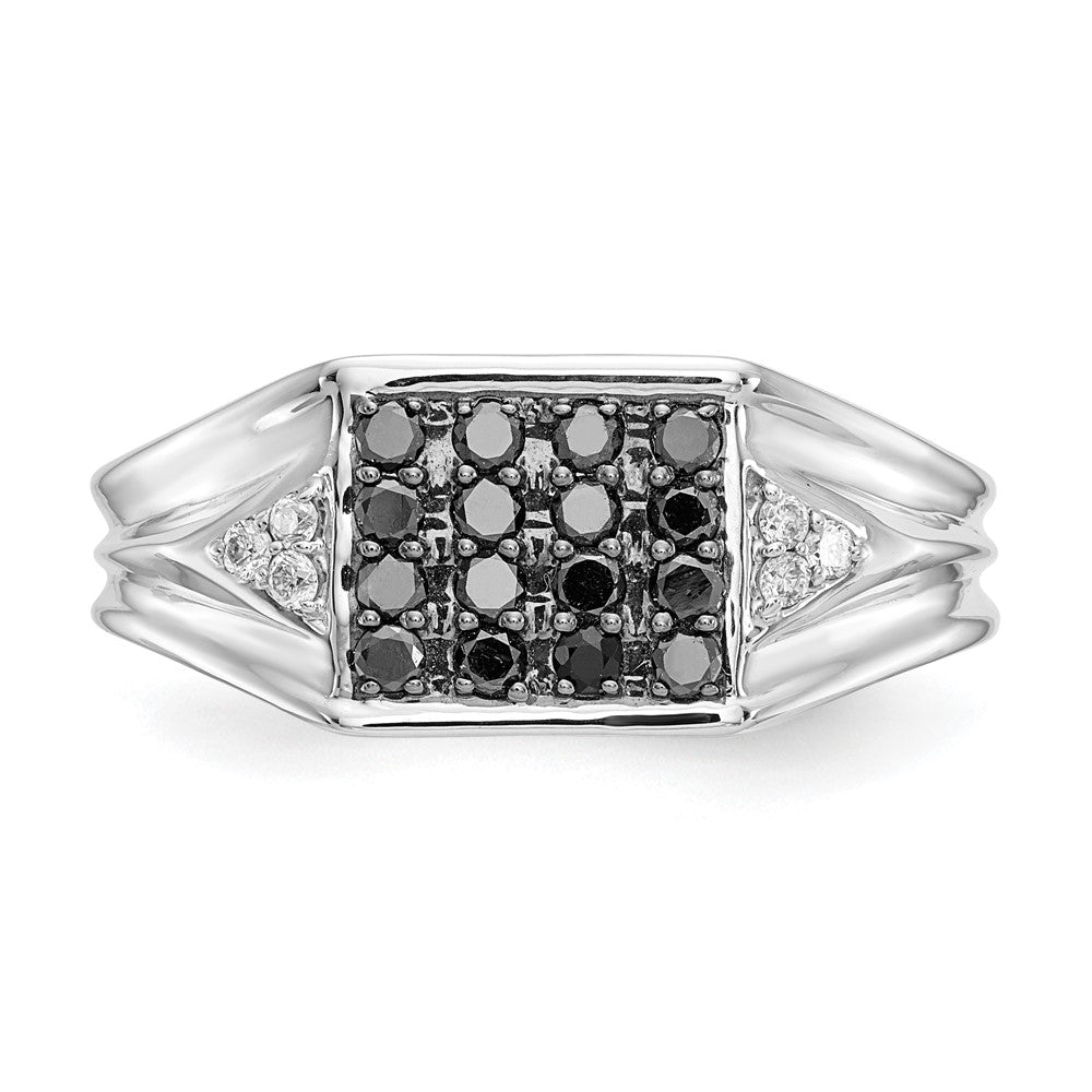 14K Weißgold Herrenring mit schwarzen und weißen natürlichen Diamanten