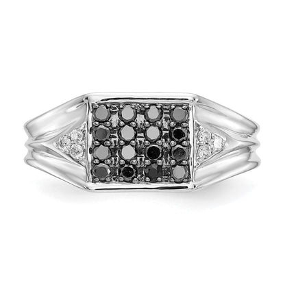 14K Weißgold Schwarz und Diamant Herren Ring
