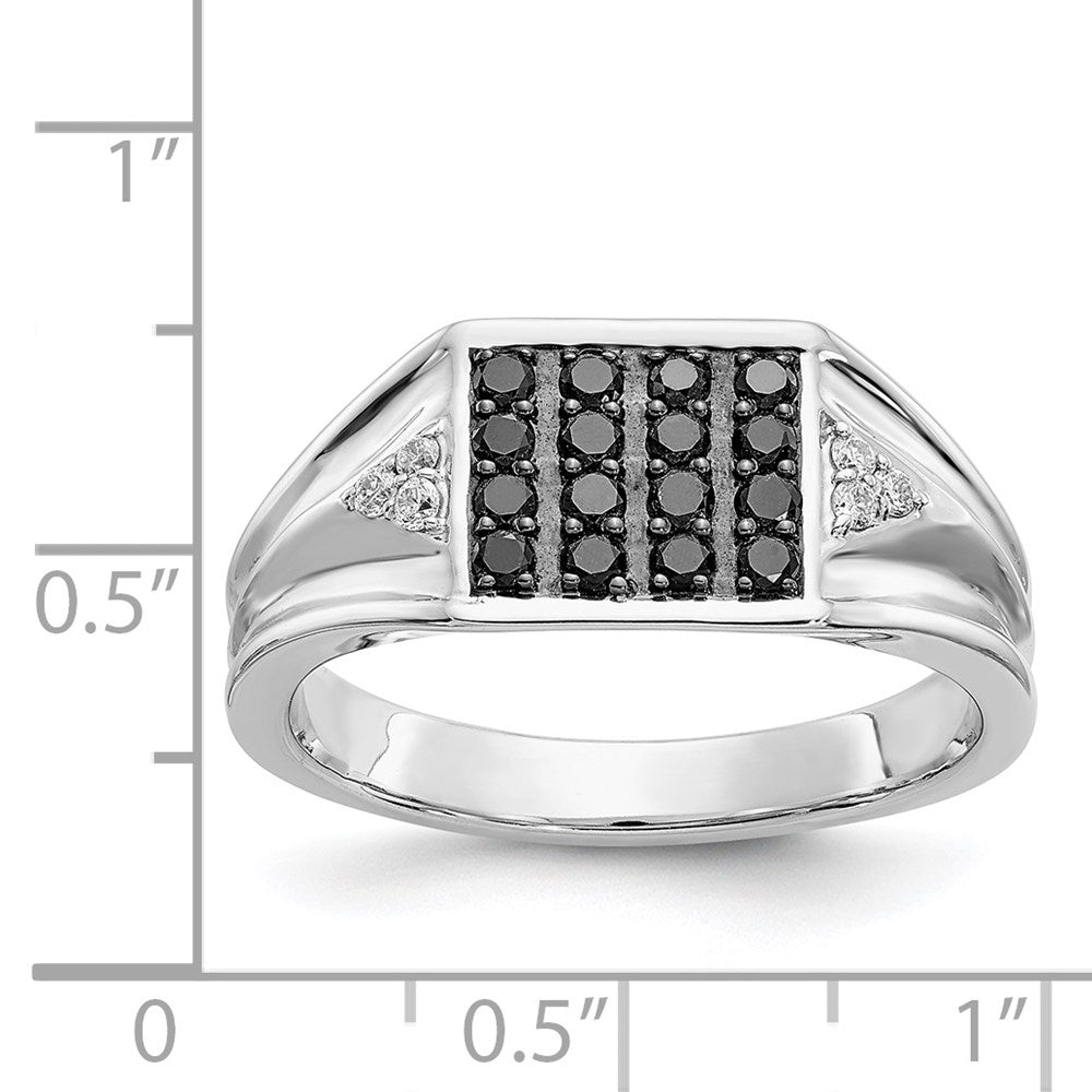 14K Weißgold Schwarz und Diamant Herren Ring