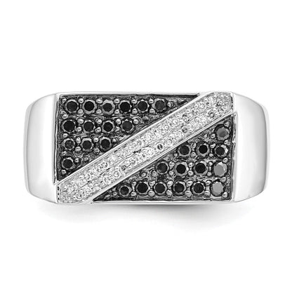 14K Weißgold Schwarz und Diamant Herren Ring