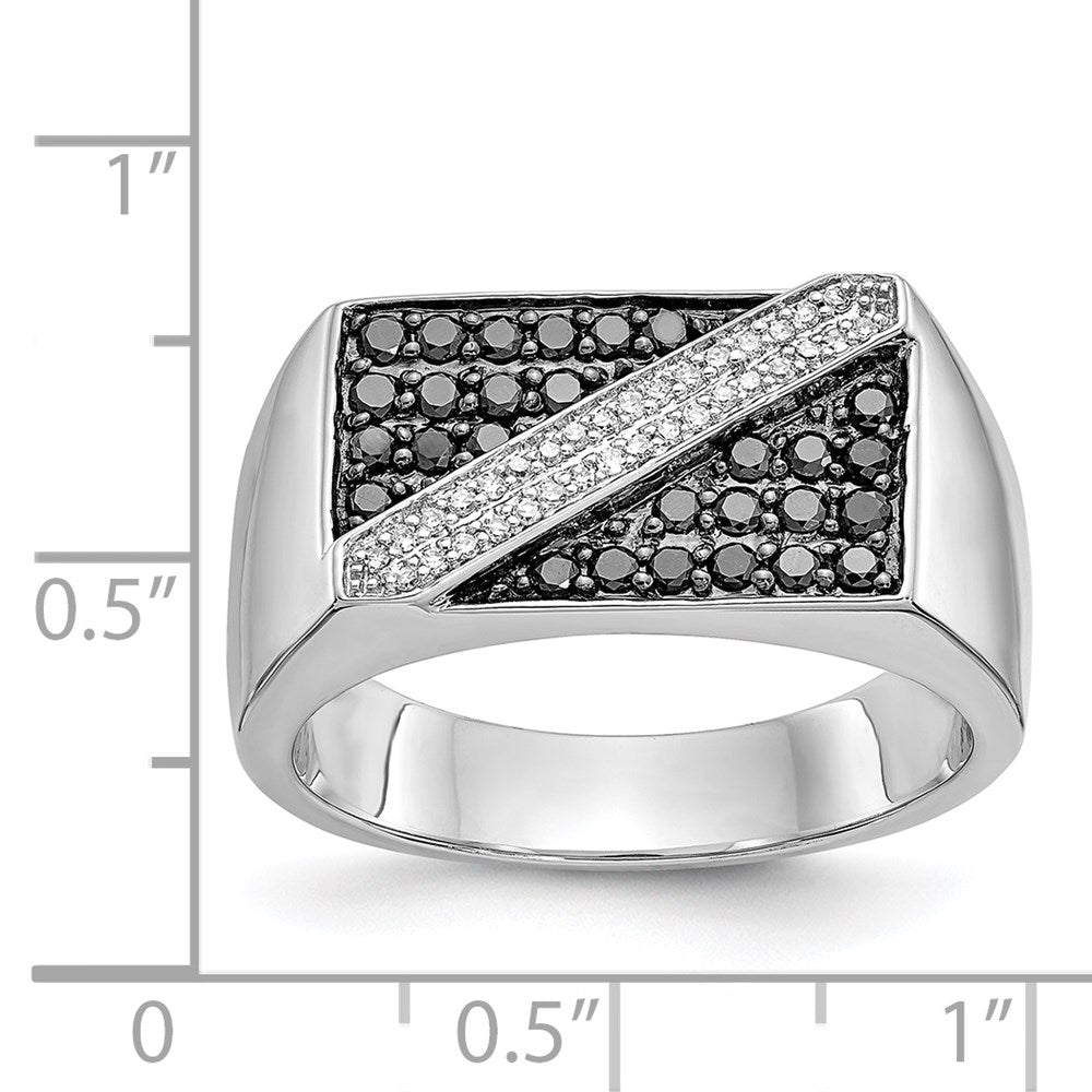 14K Weißgold Schwarz und Diamant Herren Ring