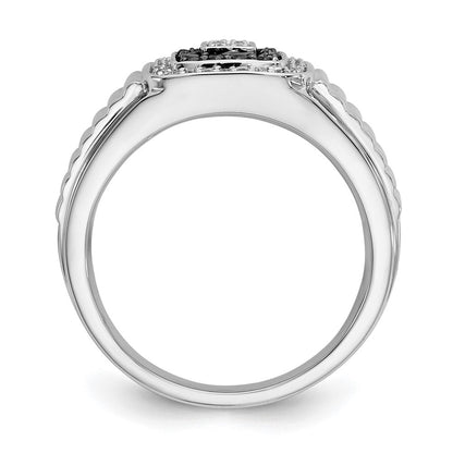 14K Weißgold Schwarz und Diamant Herren Ring