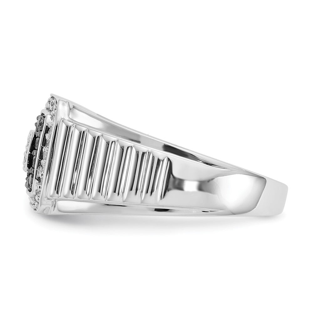 14K Weißgold Schwarz und Diamant Herren Ring