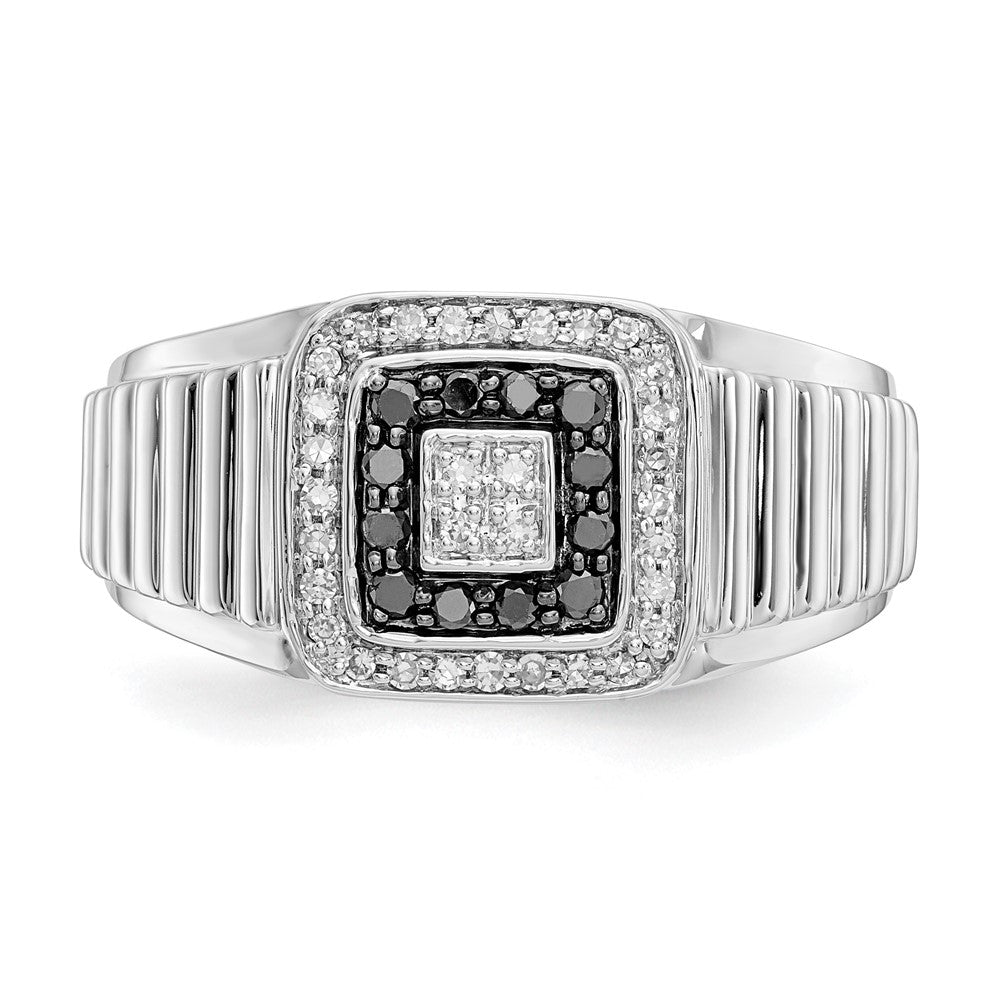 14K Weißgold Schwarz und Diamant Herren Ring
