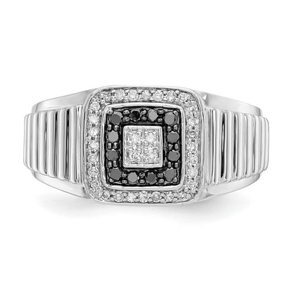 14K Weißgold Schwarz und Diamant Herren Ring