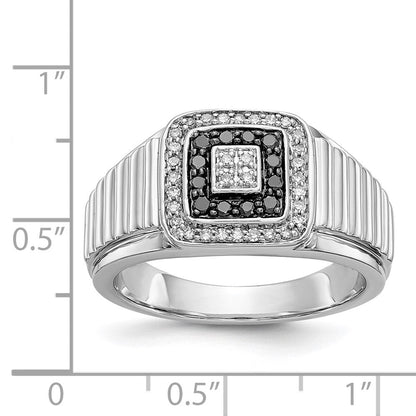 14K Weißgold Schwarz und Diamant Herren Ring