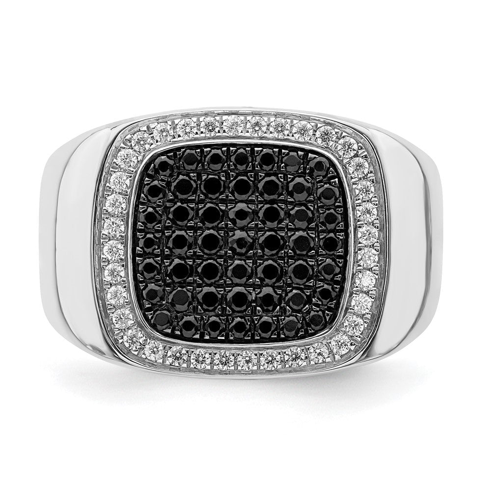 14K Weißgold Schwarz und Diamant Herren Ring