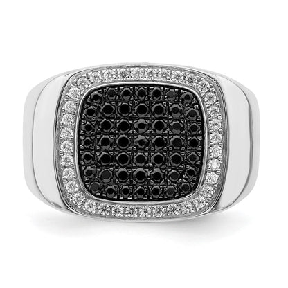 14K Weißgold Schwarz und Diamant Herren Ring