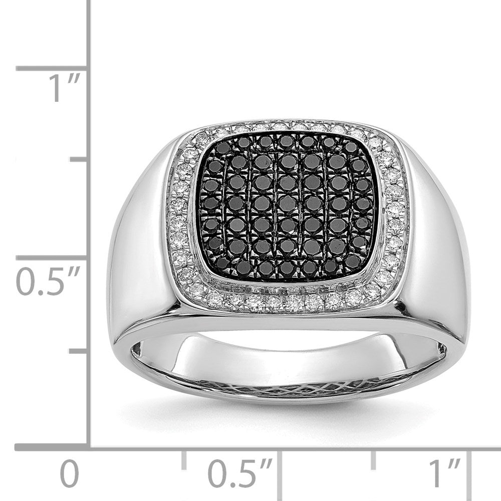 14K Weißgold Schwarz und Diamant Herren Ring
