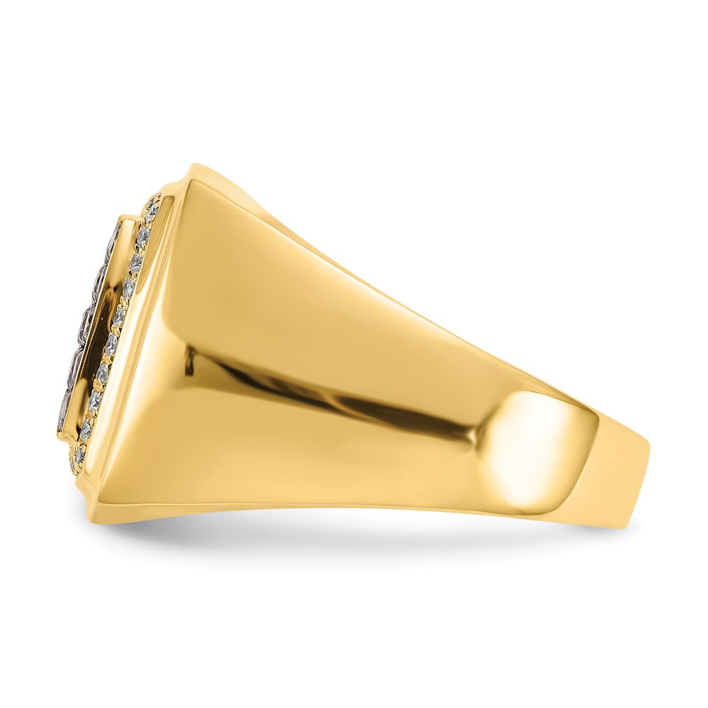 14K Gelbgold Herrenring mit champagnerfarbenen und weißen natürlichen Diamanten